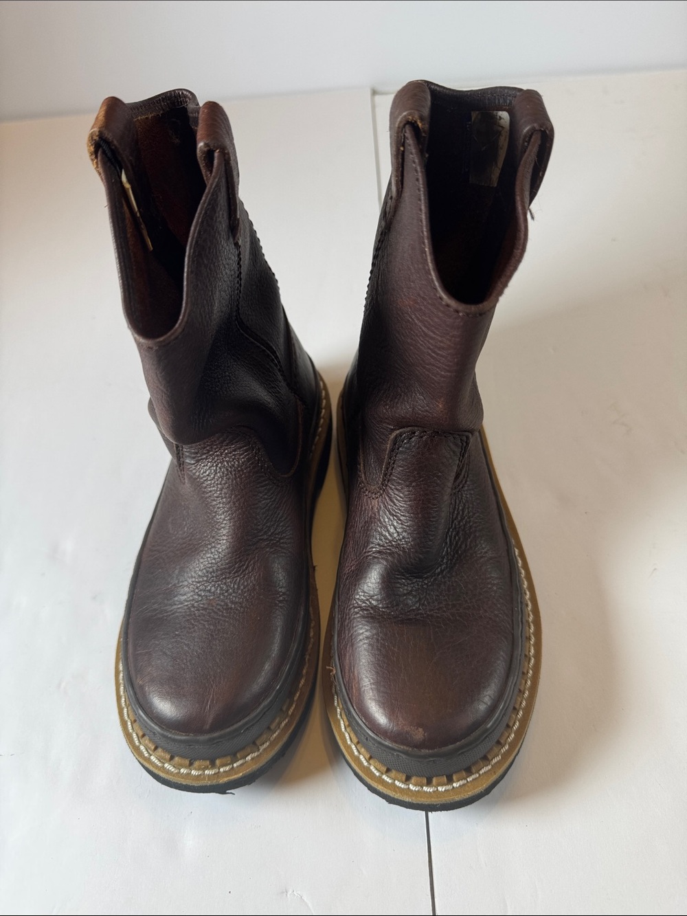 Georgia Boot Dark Brown Leather Kids Pull-On Work Boots